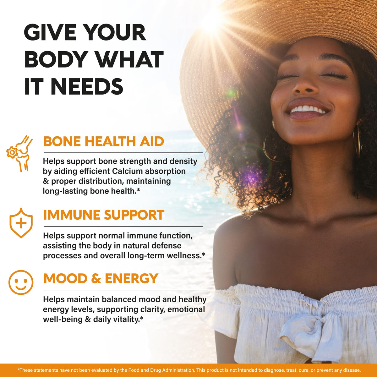 Vitamin D3 K2 Immune Mood Support - Front Packaging With Key Benefits | Curat Cart India