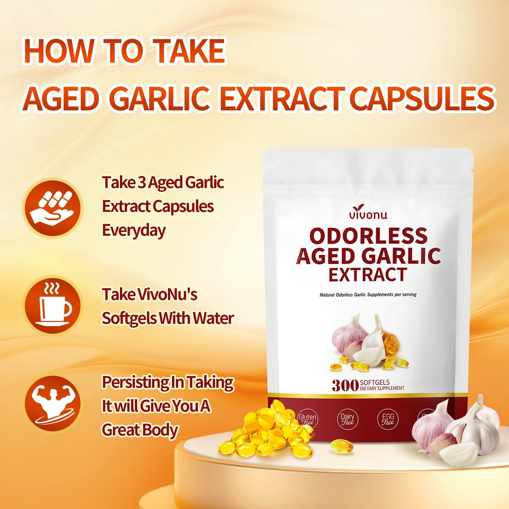VivoNu Aged Garlic Extract Capsules, 100% Authentic, available at Curat Cart for a healthier you.