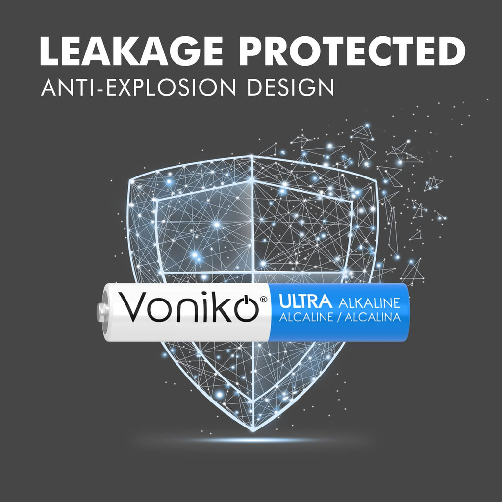 Voniko Premium Grade AAAA Batteries offer leakage protection and an anti-explosion design. 100% Authentic, available at Curat Cart.