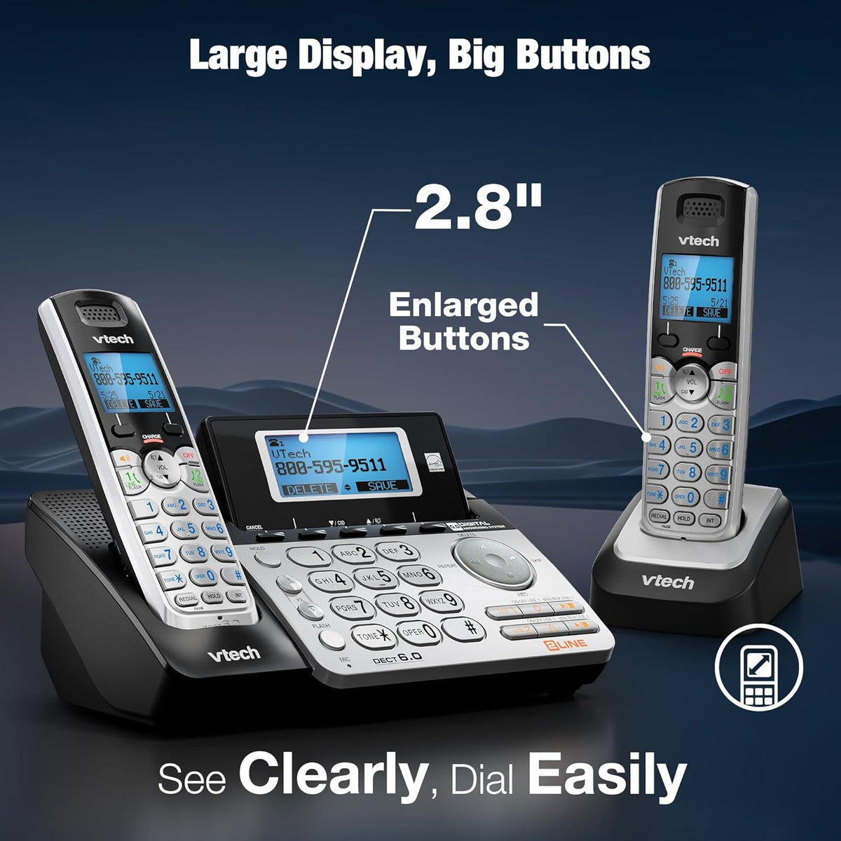VTech Accessory Handset DS6151 Series - Front Packaging With Key Benefit Callouts | Genuine Imported Product
