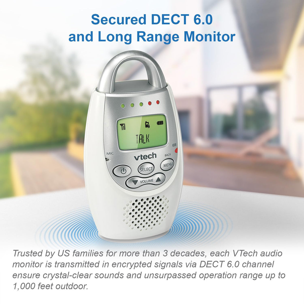VTech DM221 Audio Baby Monitor - Front Packaging With Key Benefits | Genuine Imported Product