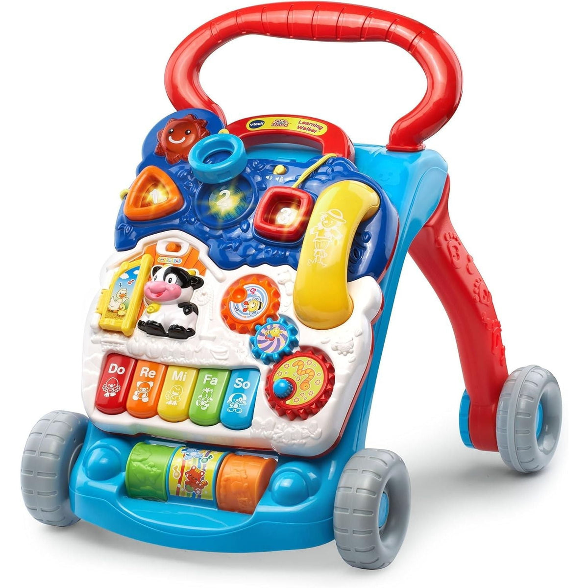 VTech Sit-to-Stand Learning Walker - Front Packaging With Interactive Features | Authentic Curat Cart Stock