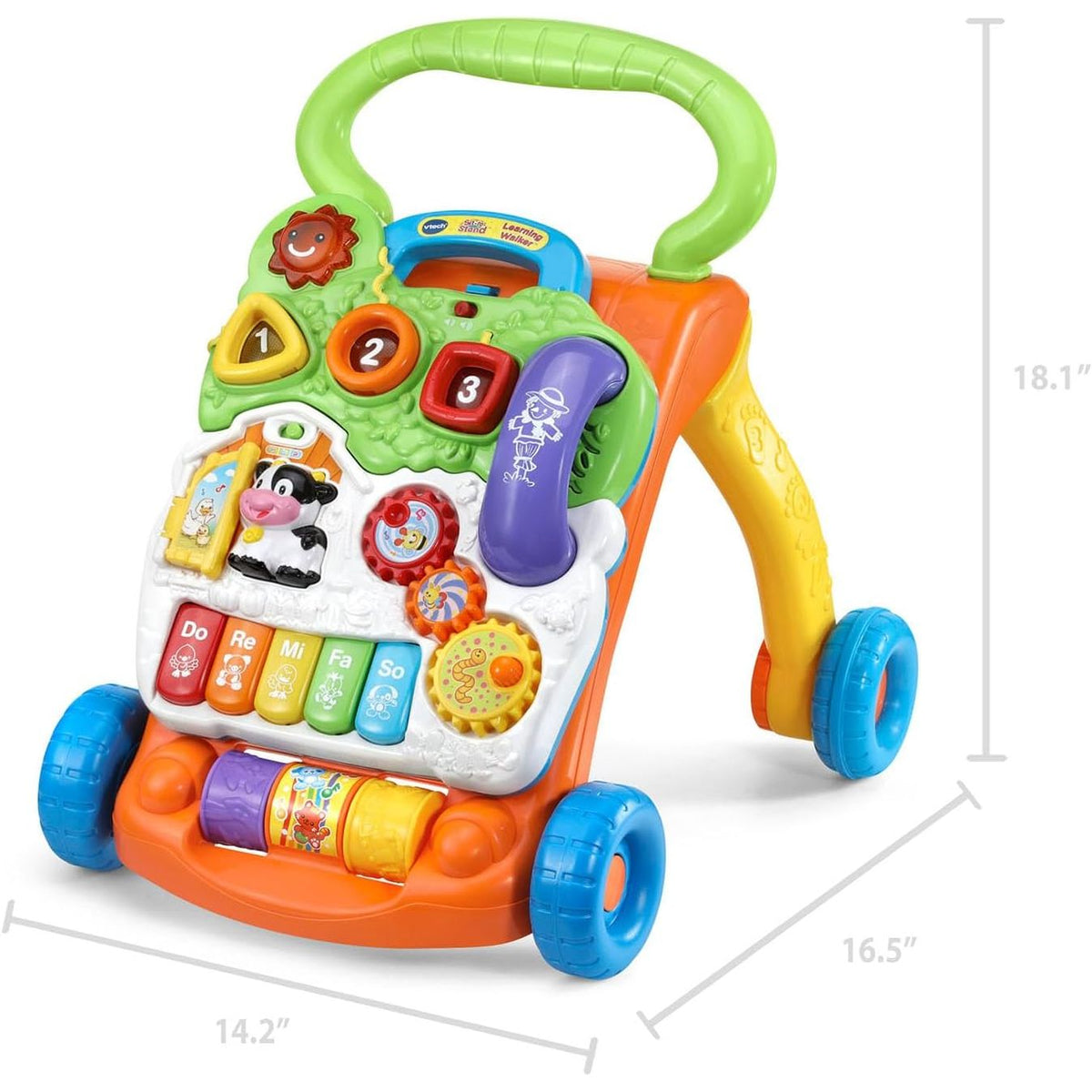 VTech Sit-to-Stand Learning Walker - Front Packaging With Key Benefit Callouts | Authentic Curat Cart Stock
