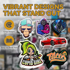 Explore premium imported VulgrCo custom stickers featuring vibrant designs and easy-to-read text, available at Curat Cart.