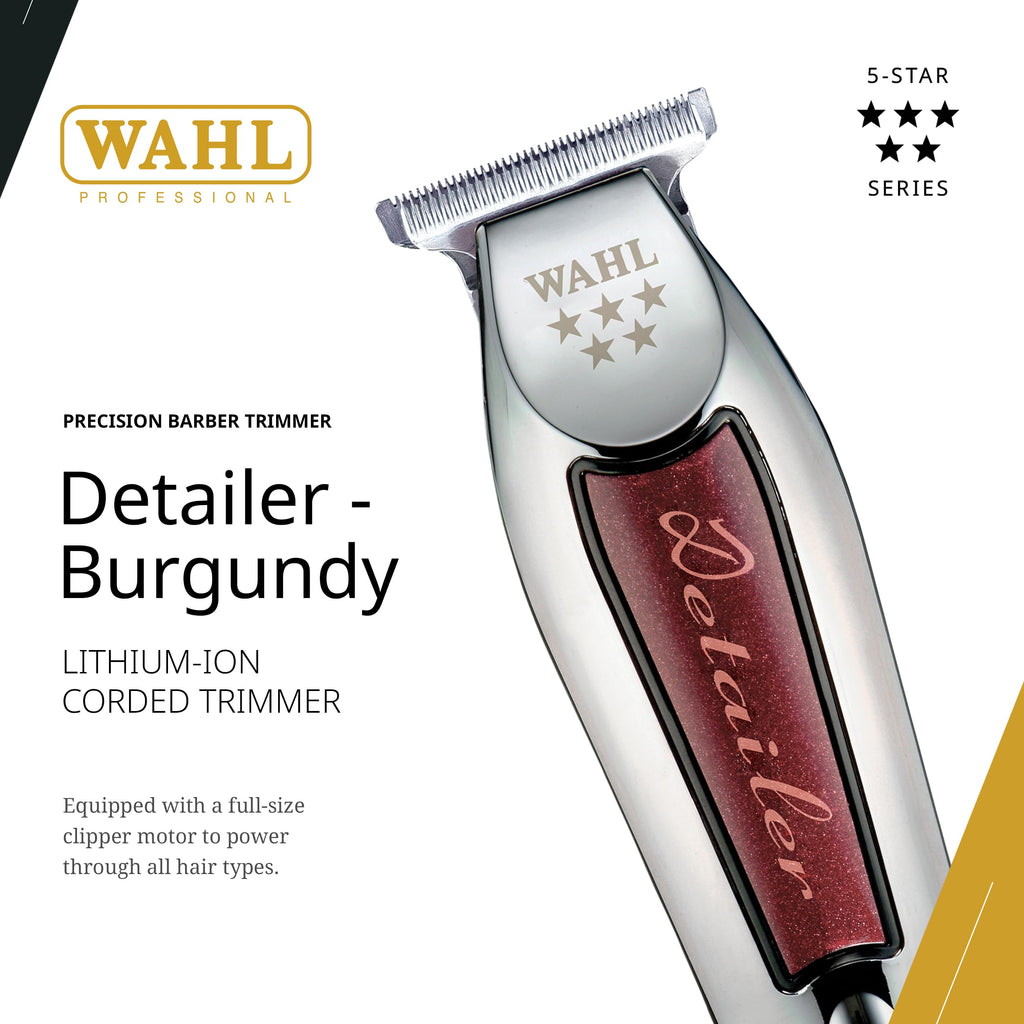 Wahl Professional Detailer Trimmer in Burgundy, 100% Authentic and available at Curat Cart for precise grooming needs.