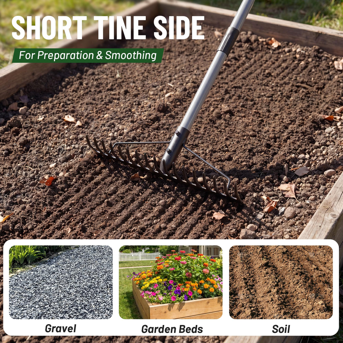 Efficiently smooth soil with the Walensee Heavy Duty Bow Rake, specially curated by Curat Cart for your gardening needs.