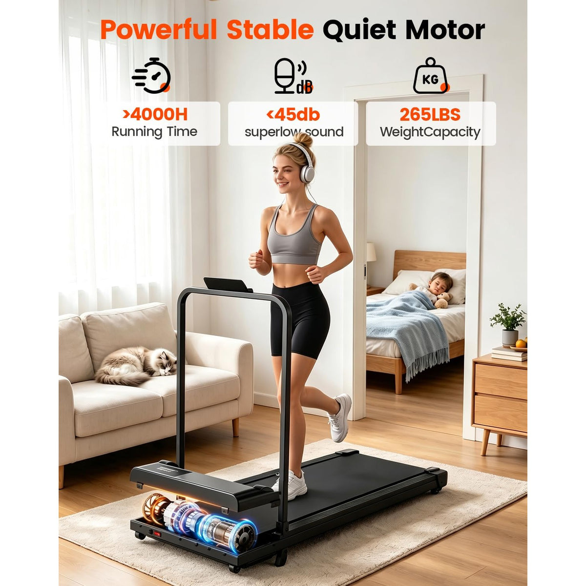 Discover the Walking Pad Treadmill with Incline, featuring a quiet motor and high weight capacity, exclusively at Curat Cart.