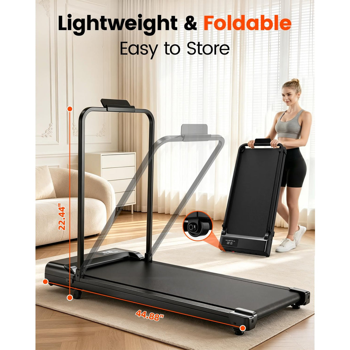 Premium imported Walking Pad Treadmill with incline, lightweight and foldable for easy storage, available at Curat Cart.