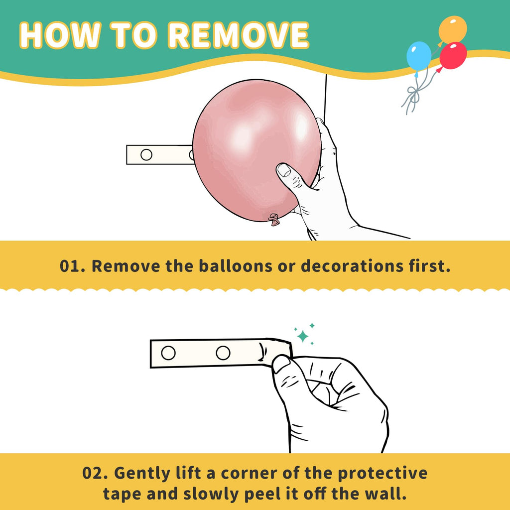 Discover the Balloon Glue Dots Set, specially curated by Curat Cart, featuring easy removal instructions for hassle-free balloon decoration.