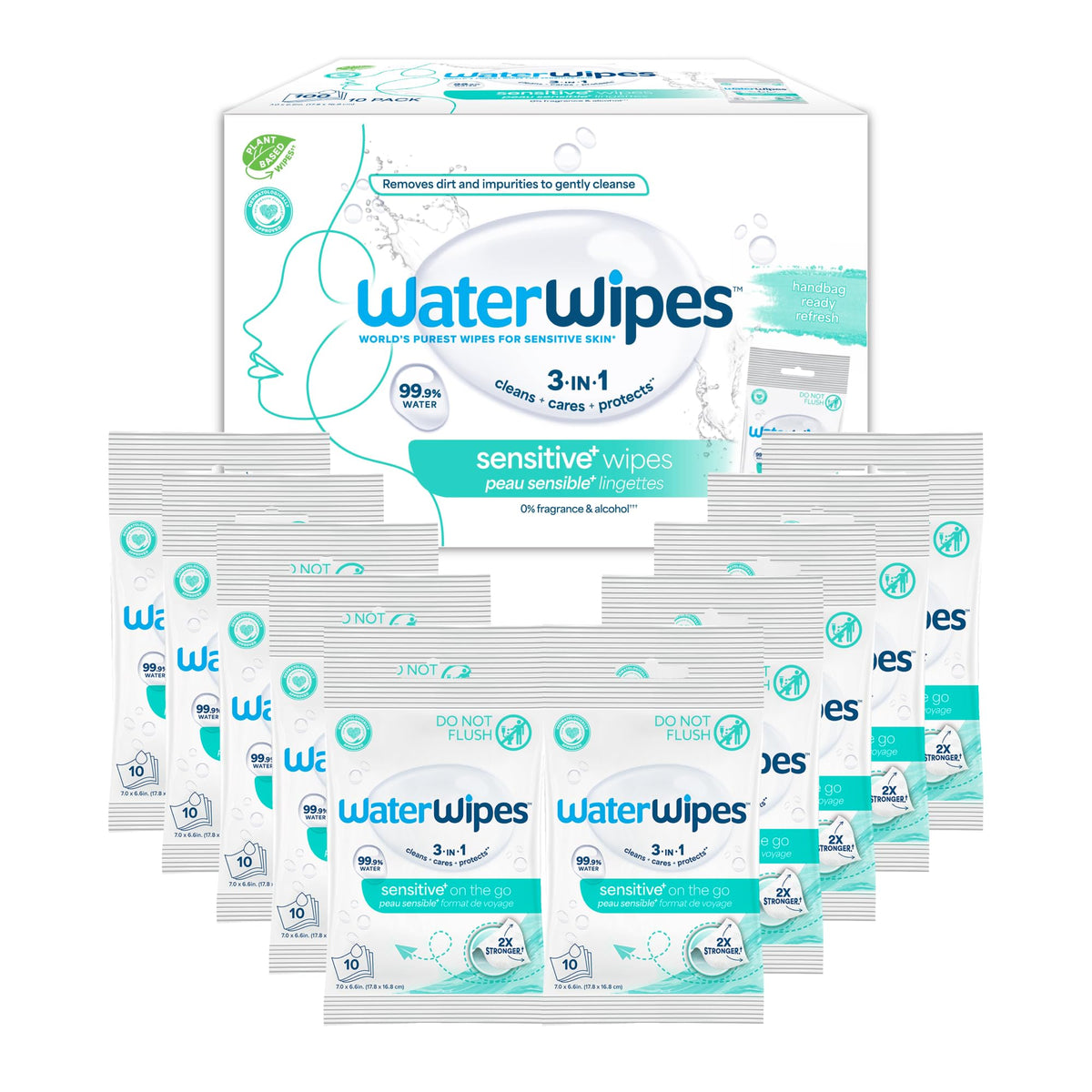 Experience the premium imported WaterWipes Sensitive Facial Wipes, ideal for gentle cleansing and skin care. Available at Curat Cart.