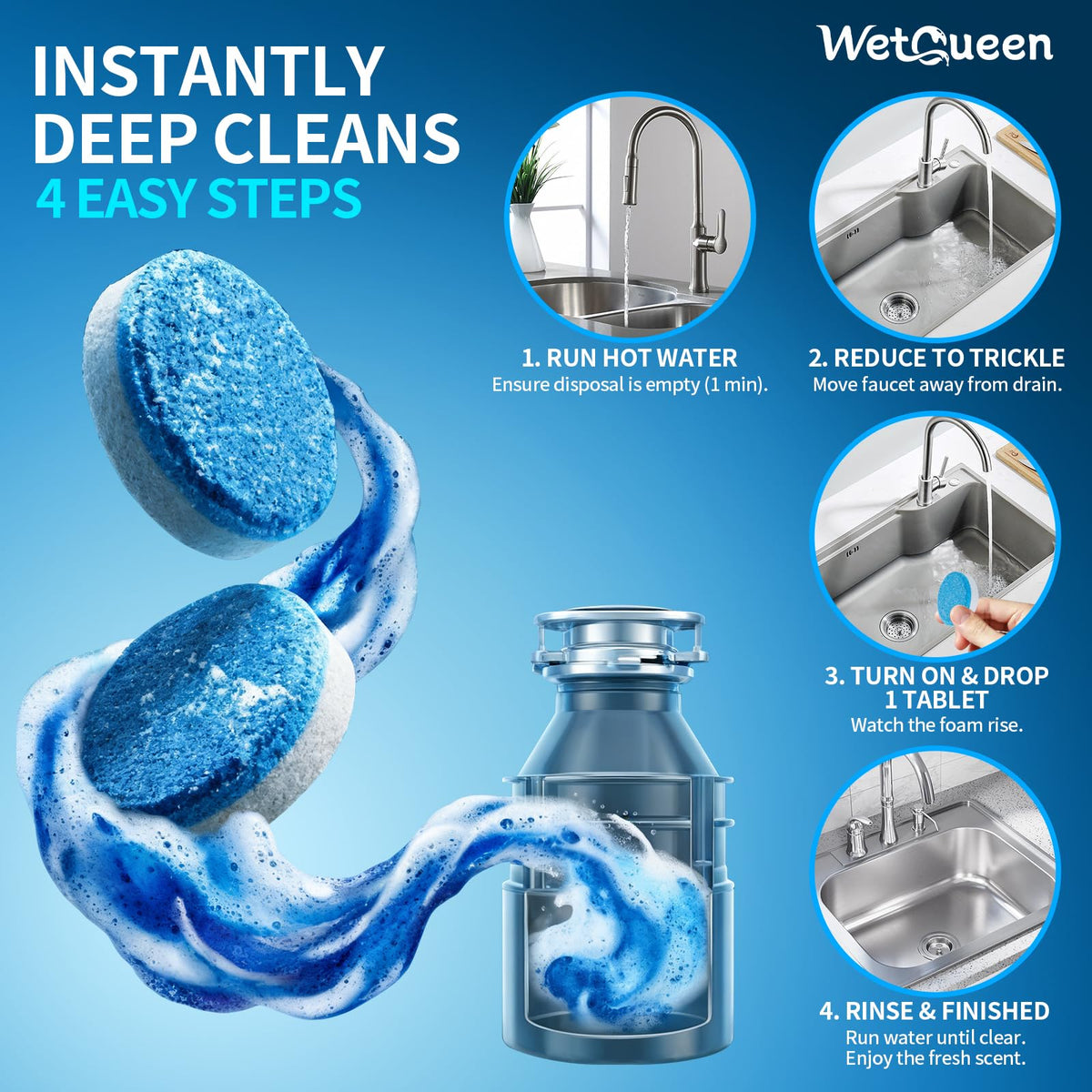 Experience premium imported WETQUEEN Garbage Disposal Cleaner for instant deep cleaning. Available at Curat Cart.