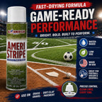 High-quality white athletic field marking spray from Curat Cart, designed for precise lines on grass, gravel, or pavement.