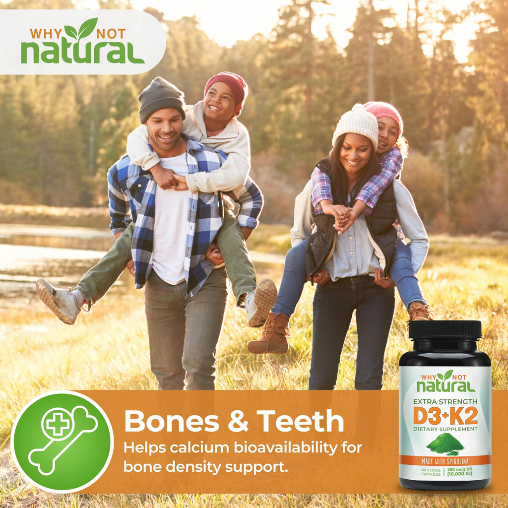 Why Not Natural Vitamin D3 K2 supports bone health with premium imported quality, available at Curat Cart for optimal wellness.