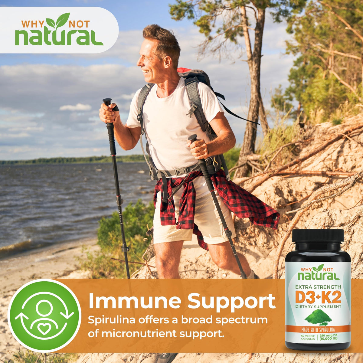 Why Not Natural Vitamin D3 K2 supports immune health with a trusted formula, available at Curat Cart in India.