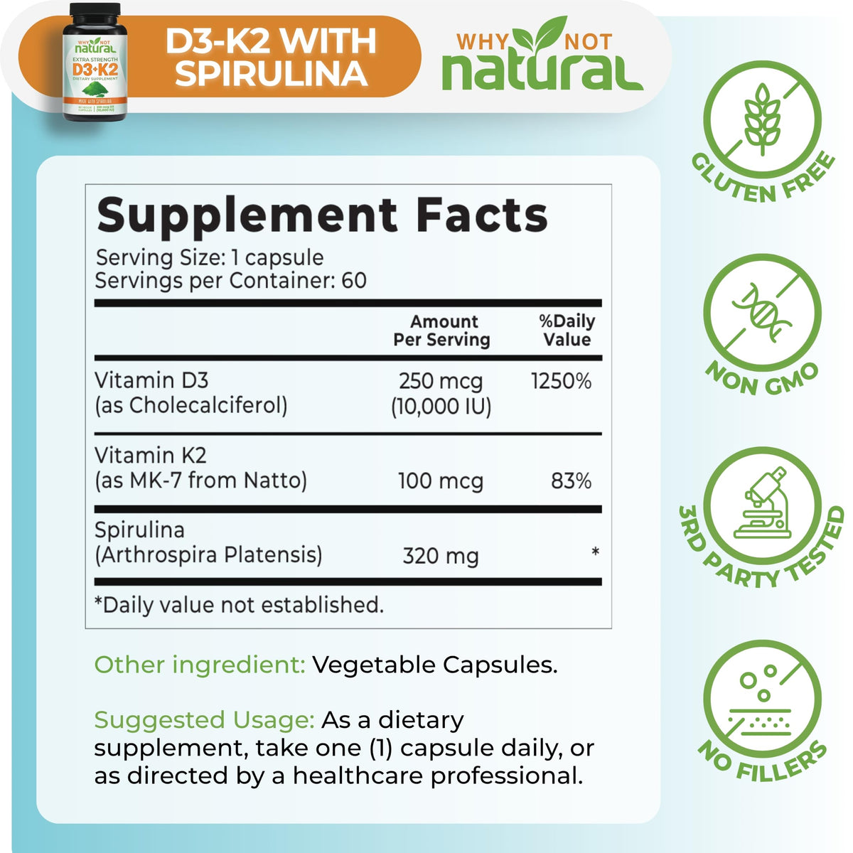 Discover Why Not Natural Vitamin D3 K2, specially curated by Curat Cart, promoting health with gluten-free and non-GMO ingredients.
