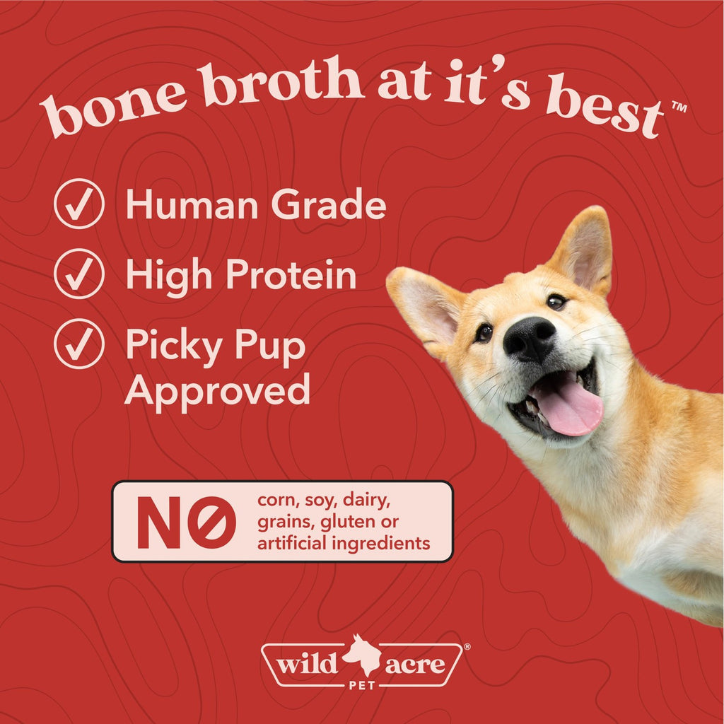 Wild Acre Beef Bone Broth, a premium imported choice, human grade, high protein, and free from artificial ingredients. Available at Curat Cart.