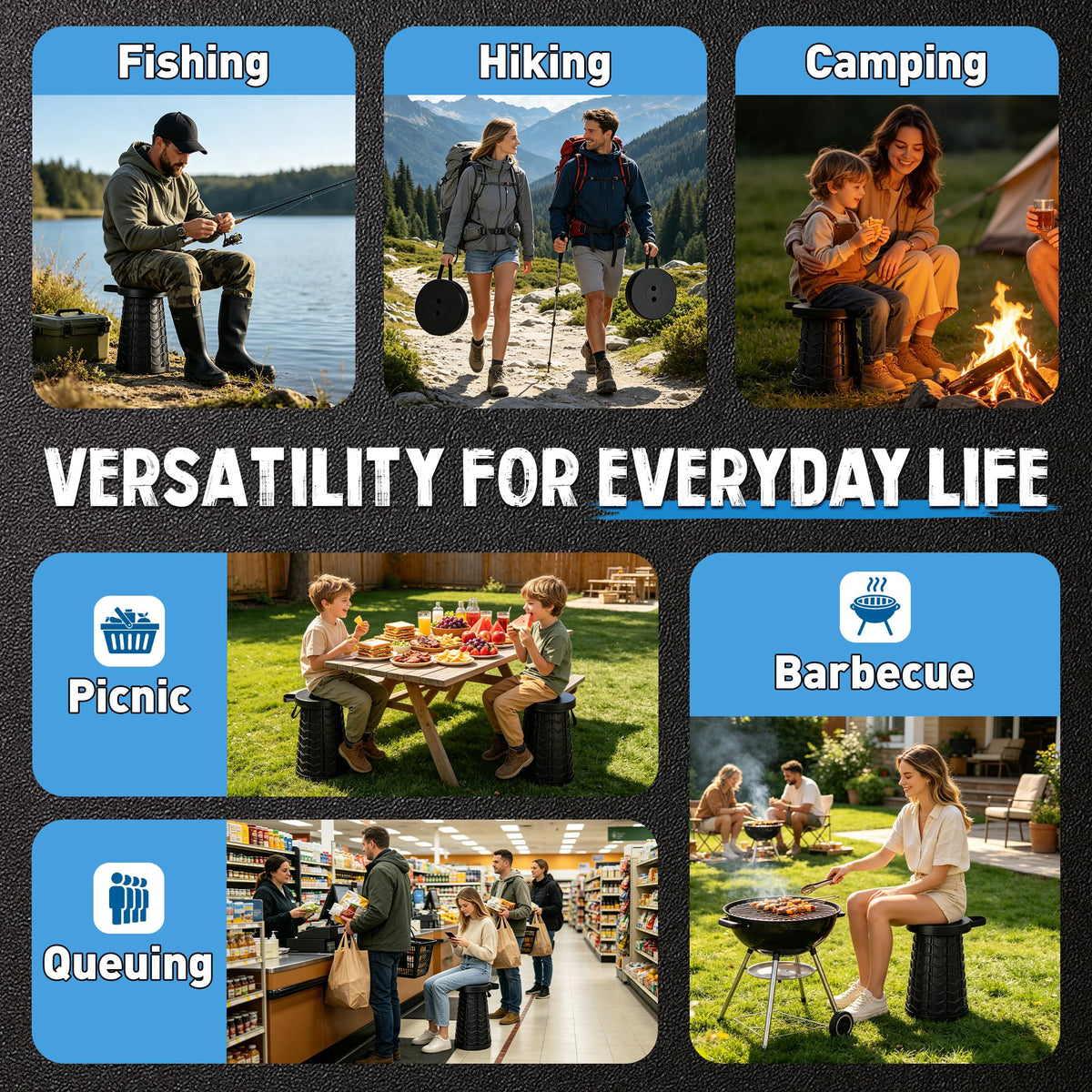 Explore the WildFinder Collapsible Camping Stool for fishing, hiking, and picnics. Durable design from Curat Cart enhances outdoor comfort.