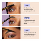 Step-by-step guide showing application of WINKY LUX Uni-Brow Eyebrow Pencil for natural brows. Verified by CuratCart.
