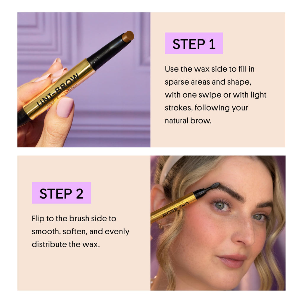 WINKY LUX Uni-Brow Eyebrow Pencil with instructions for use on filling and smoothing brows. Trusted by CuratCart.