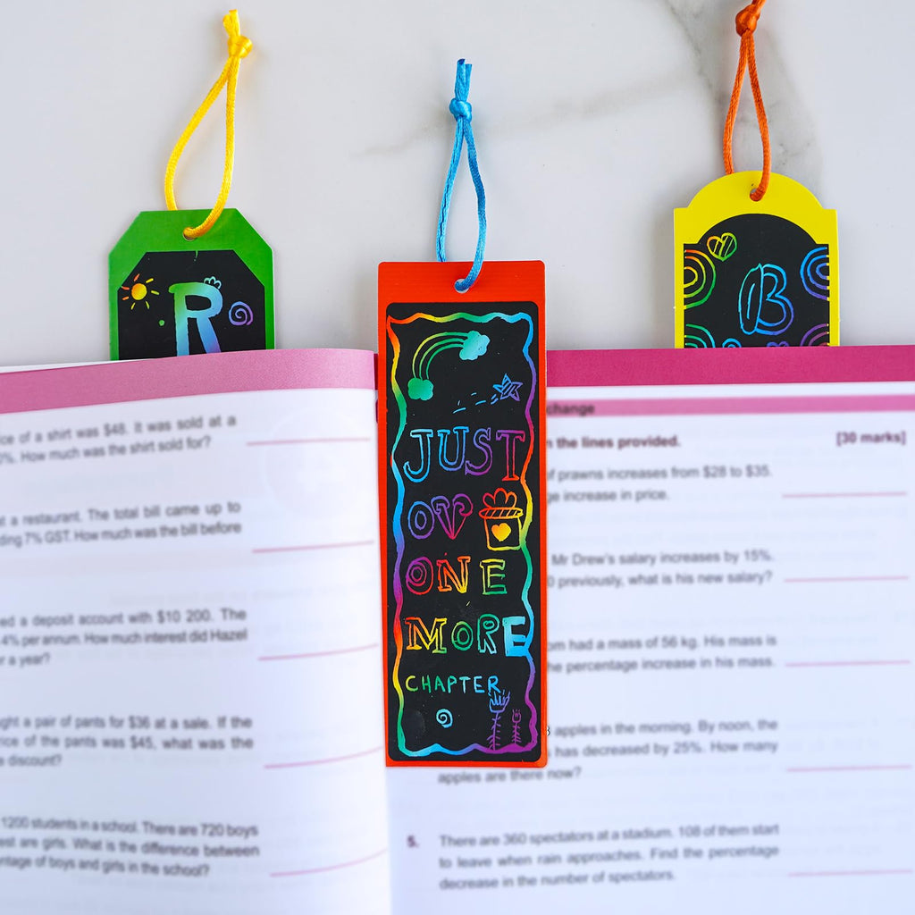 Winlyn Magic Color Scratch Bookmarks add fun to reading. Perfect for daily use, available at Curat Cart.