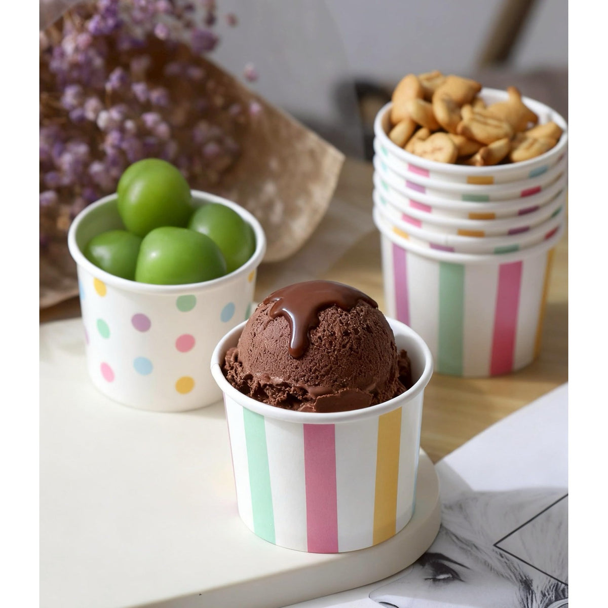 Winoo Design Ice Cream Cups in high-quality packaging, perfect for serving desserts. Available at Curat Cart.