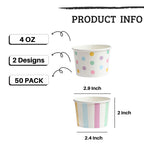 Winoo Design Ice Cream Cups, 4 oz, vibrant polka dots and stripes, 50 pack available at Curat Cart, 100% Authentic in India.