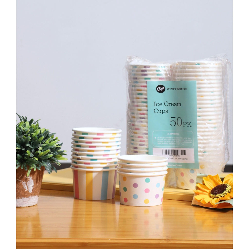 Winoo Design Ice Cream Cups, 50-pack, vibrant colors, 100% Authentic, available in India at Curat Cart.