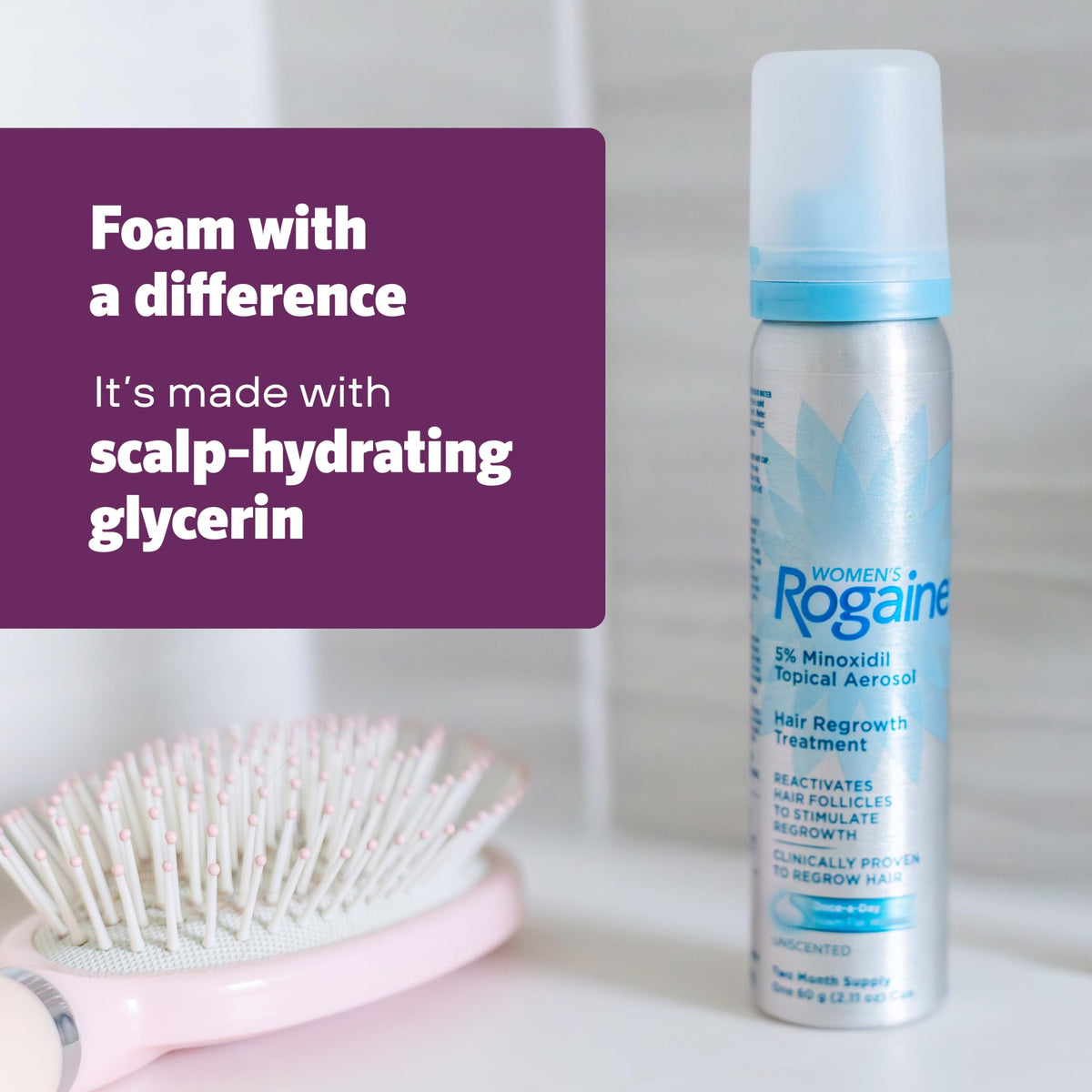 Women's Rogaine Hair Growth Foam, 5% Top - Detailed View 3 | Authentic Curat Cart Stock