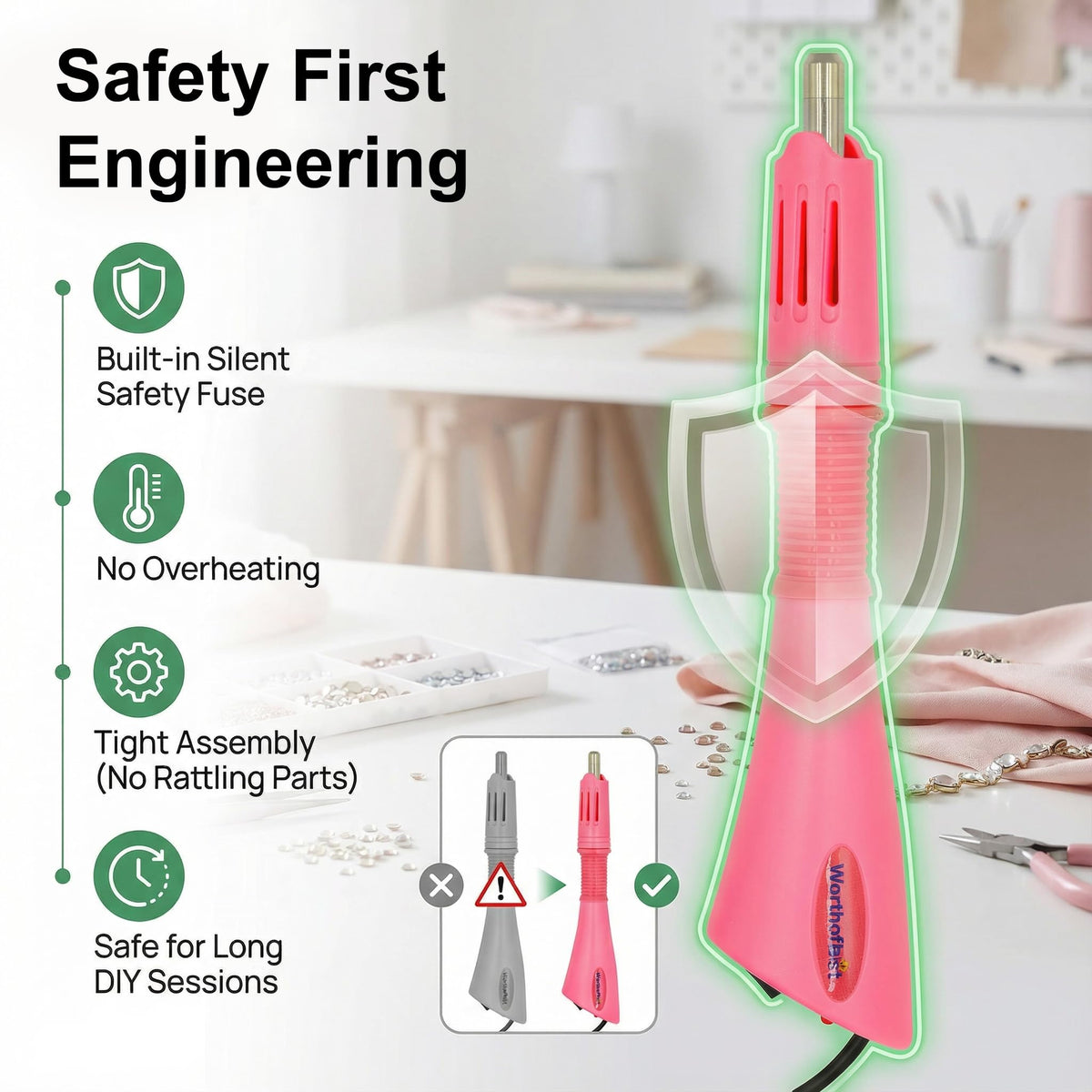 Premium Worthofbest Hotfix Rhinestone Setter in official packaging, designed for safe and efficient DIY sessions. Available at Curat Cart.
