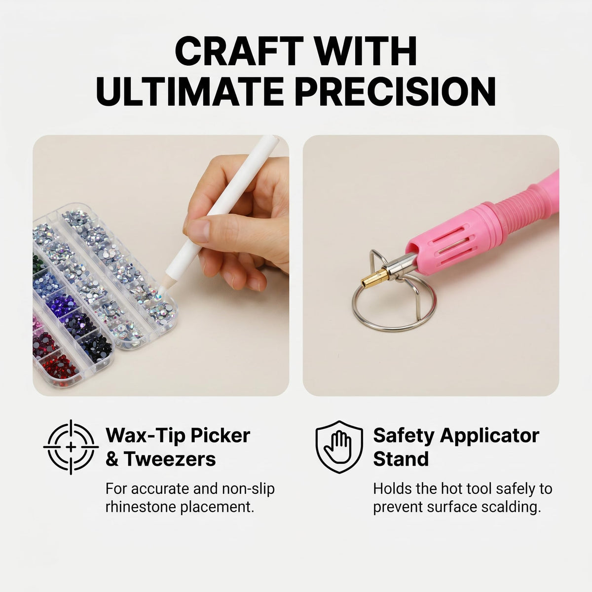Explore the Worthofbest Hotfix Rhinestone Setter, a premium import at Curat Cart for precise crafting with safety features.