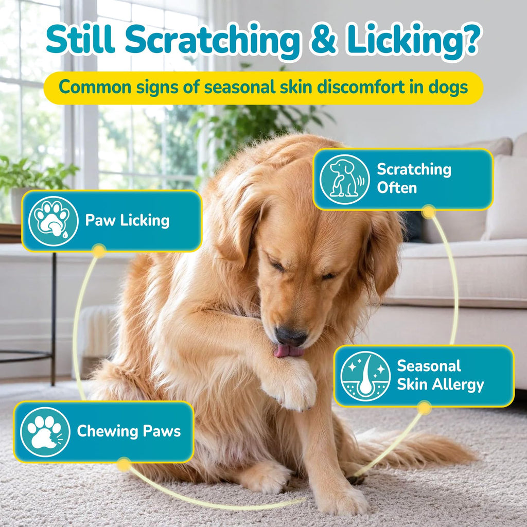 Woyamay Dog Allergy Chews help alleviate seasonal skin allergies in dogs. 100% Authentic and available at Curat Cart.