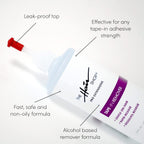 The Hair Shop Tape-In Remover features a leak-proof top and fast, non-oily formula, ensuring effective adhesive removal. Available at Curat Cart.