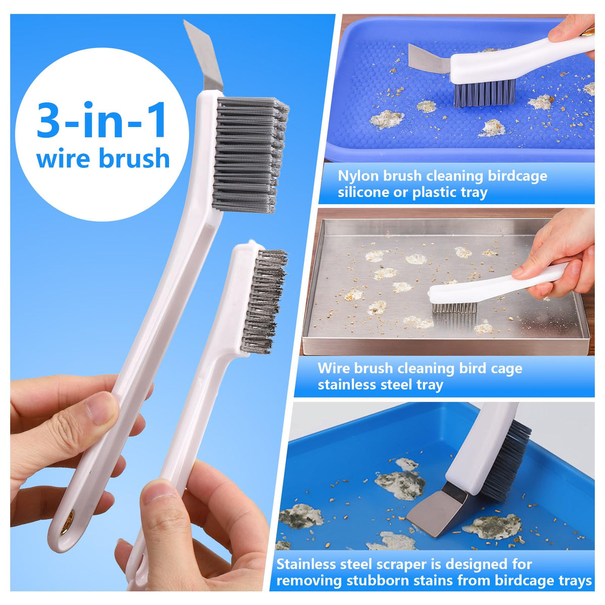 Effortlessly clean birdcages with the XANGNIER Bird Cage Cleaner Brush, specially curated by Curat Cart for premium care.