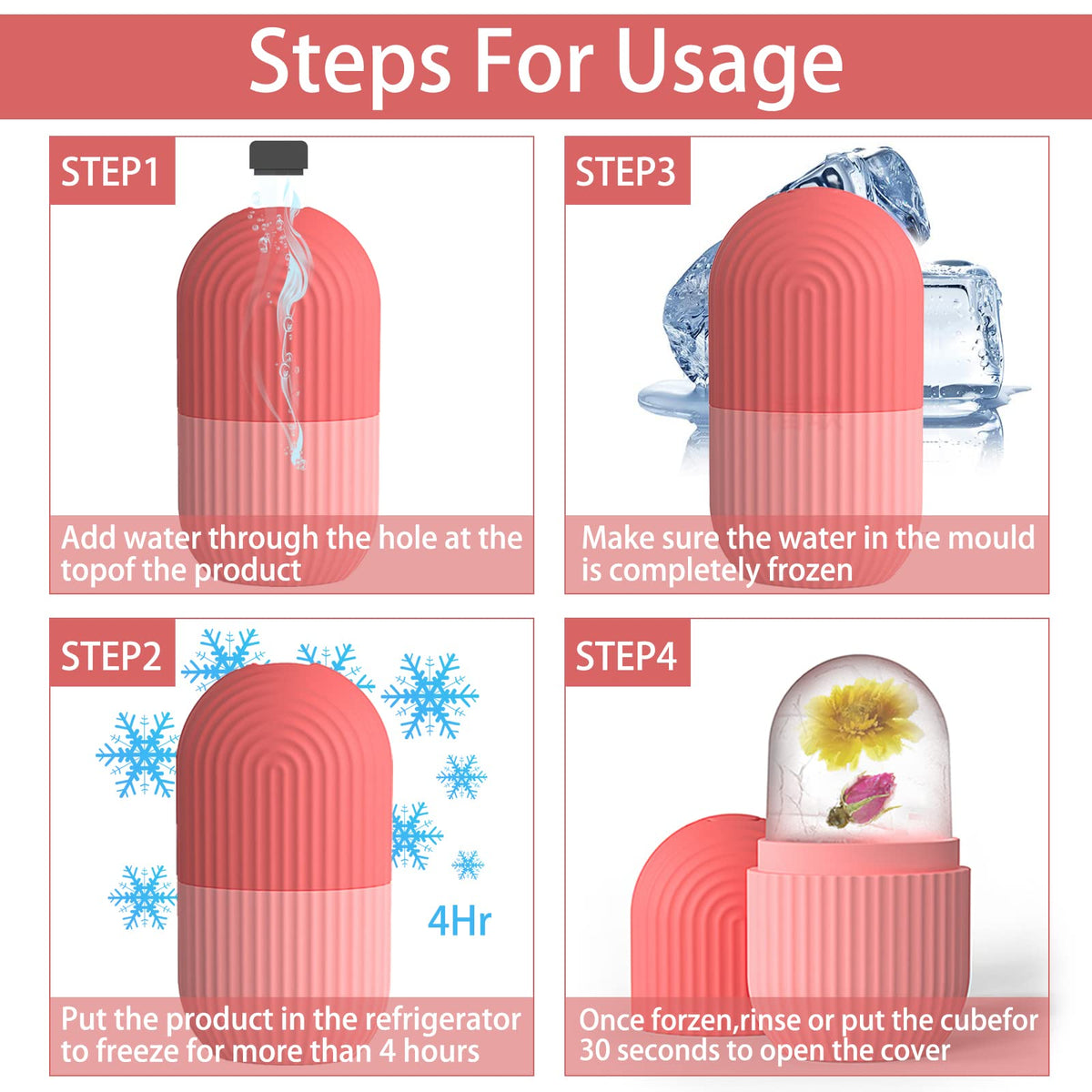 Authentic XHJRI Ice Cube Roller Massager for Face. Easy-to-use, step-by-step instructions for ultimate cooling relief.