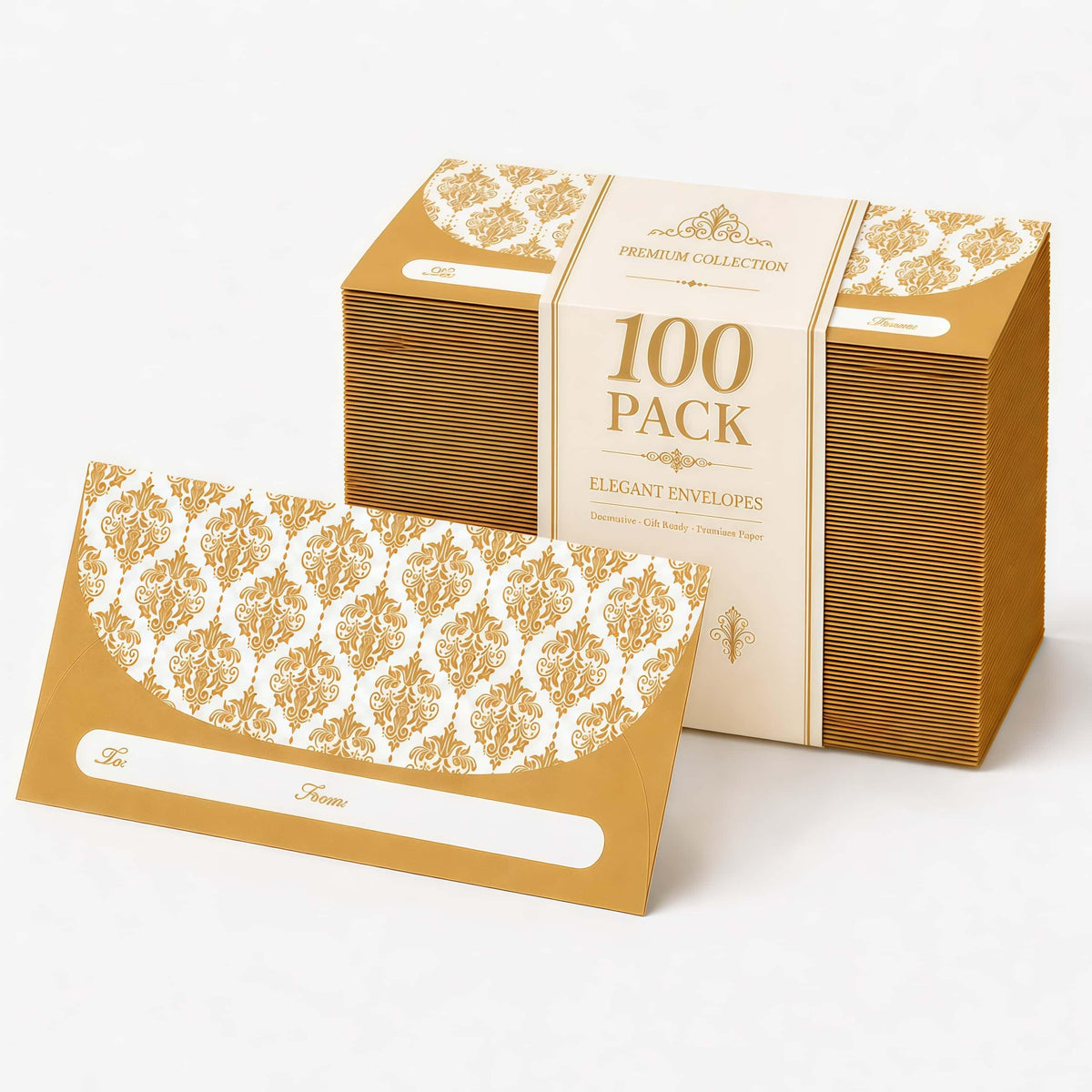 Premium imported XXINMOH Gold Money Envelopes in a 100 pack, perfect for gifting. Available at Curat Cart.