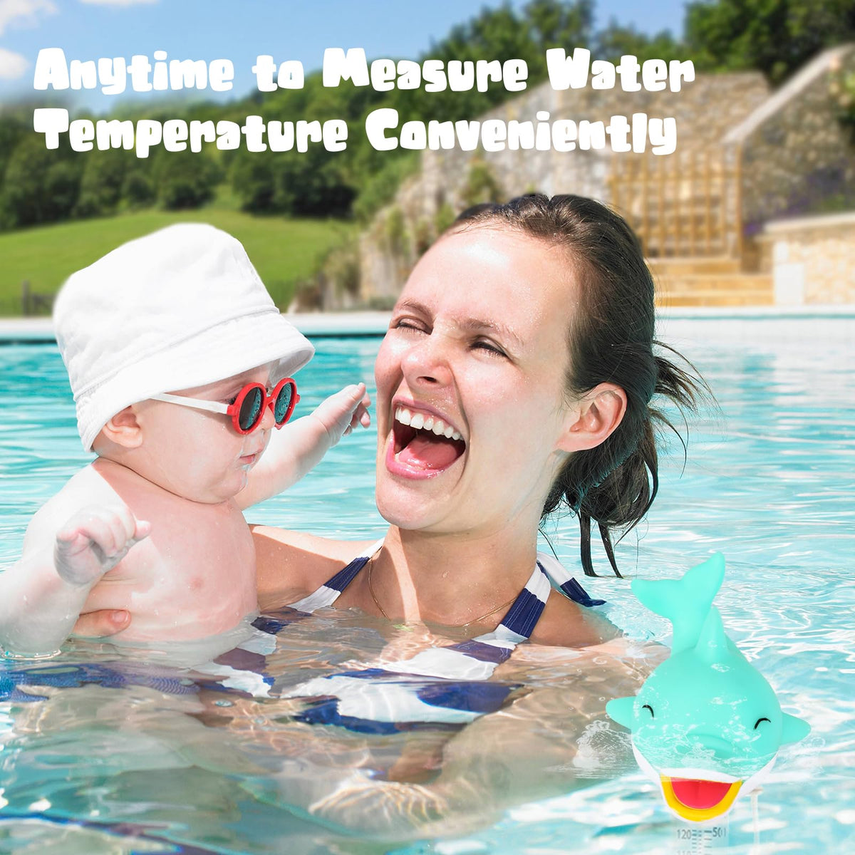 Dolphin Floating Pool Thermometer ensures safe swimming temperatures. Perfect for daily use, available at Curat Cart.