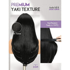 Authentic Yaki Straight Layered U Part Wig with heat-resistant fibers, offers a natural look and feel, styled in a V shape.