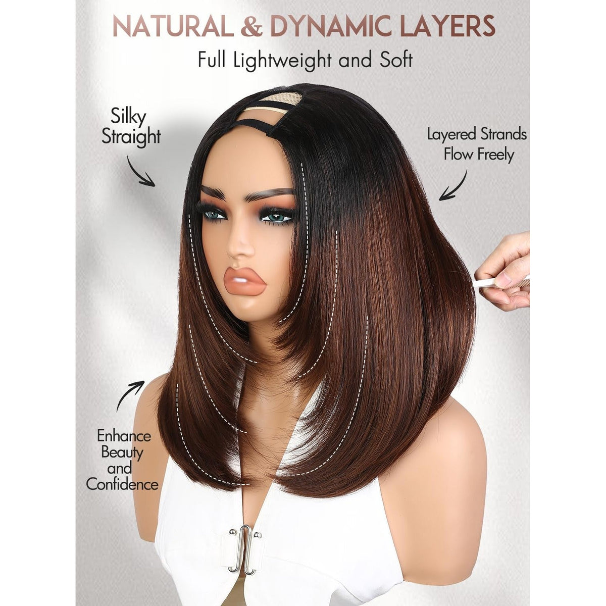 Experience natural beauty with this Yaki Straight Layered U Part Wig. Silky, lightweight design enhances confidence. Verified by CuratCart.