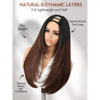 Discover the elegance of this authentic Yaki straight layered U part wig, featuring silky strands for a natural look.