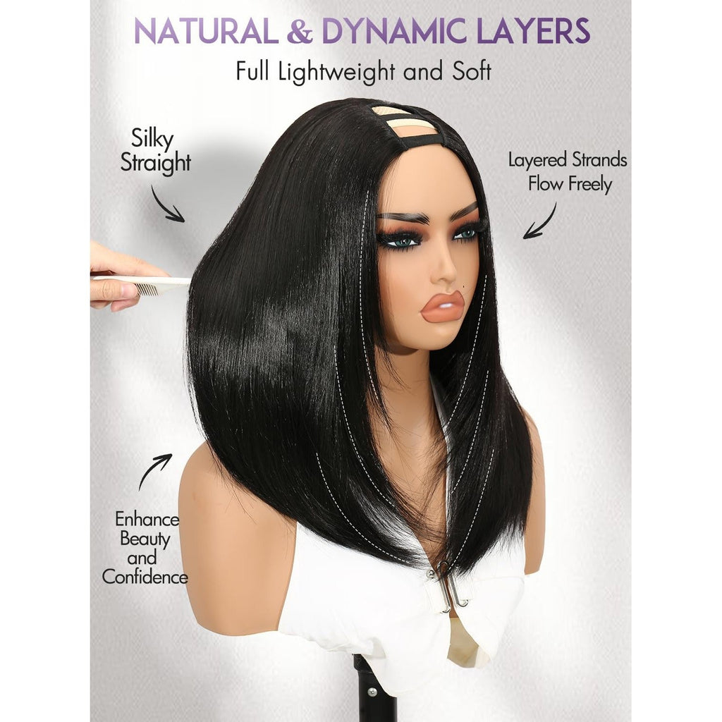 Premium imported Yaki Straight Layered U Part Wig, featuring natural dynamic layers for enhanced beauty and confidence.