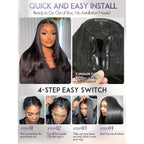 Effortless Yaki Straight U Part wig, featuring easy clip installation and step-by-step guide for a flawless look.