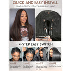 Premium imported Yaki Straight U Part wig with layered style. Quick installation and easy switch; perfect for a seamless look.