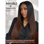 Seamless, glueless Yaki straight U Part wig blends with natural hair, available online for a beautiful confidence boost.
