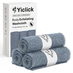 Yiclick's premium imported exfoliating washcloths come in a pack of three, designed for deep cleansing and refreshing skin.