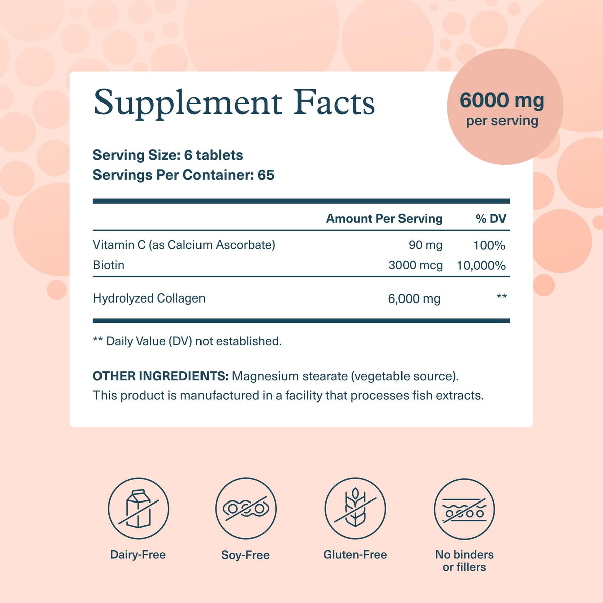 Youtheory Collagen Biotin Supplement - Back Label & Ingredients Overview | Genuine Imported Product