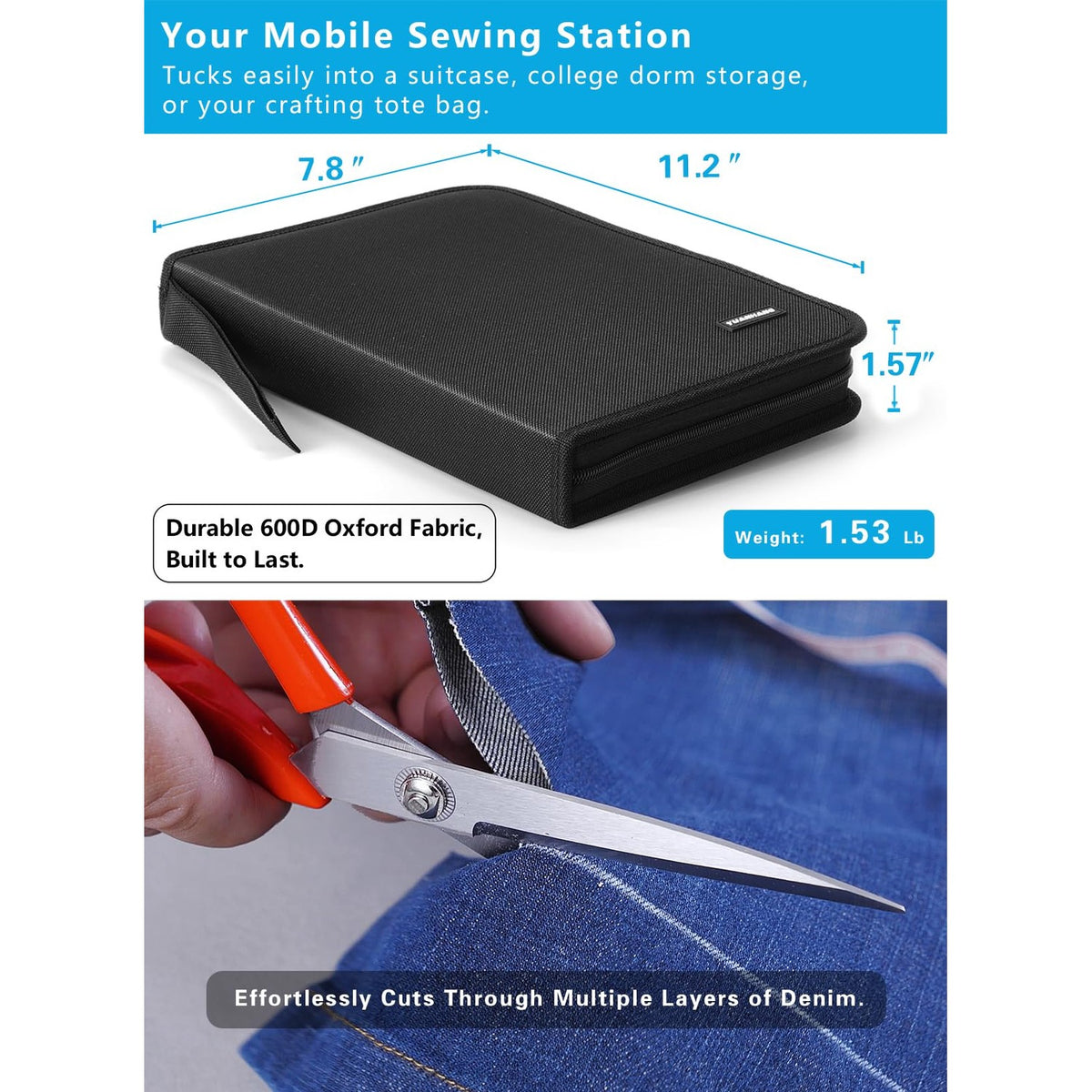 Discover the YUANHANG Large Sewing Kit, specially curated by Curat Cart, featuring durable fabric and scissors for versatile crafting.