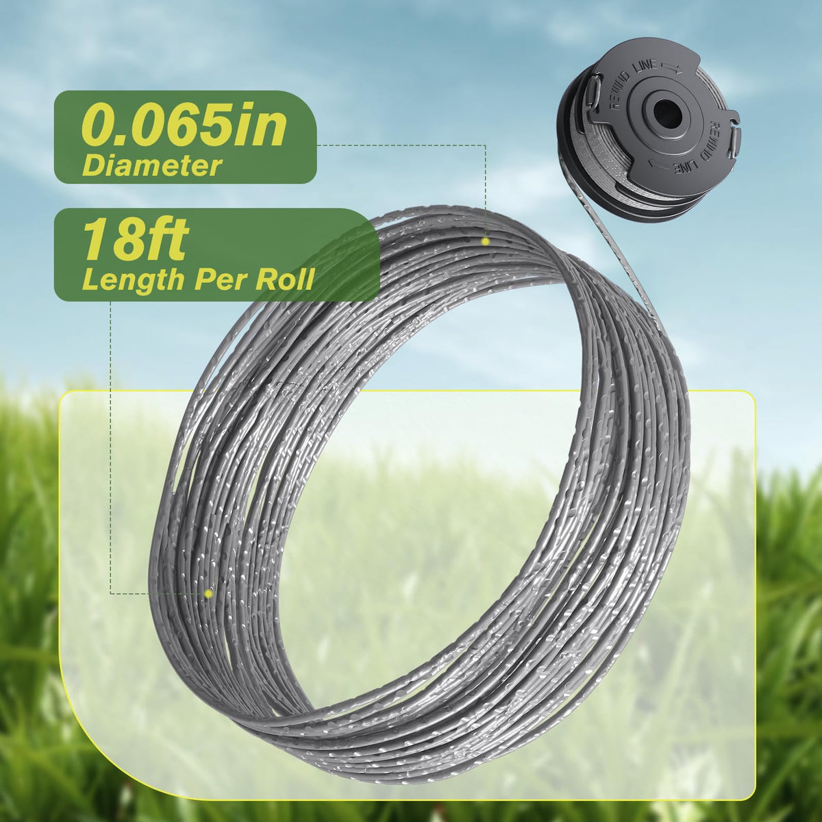 YWTESCH Dual Line Weed Wacker String, 100% Authentic, 0.065in diameter, 18ft length, available at Curat Cart in India.