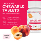 Delicious chewable Zahler Junior D3 K2 tablets, perfect for daily use, supporting bone density and calcium absorption. Available at Curat Cart.