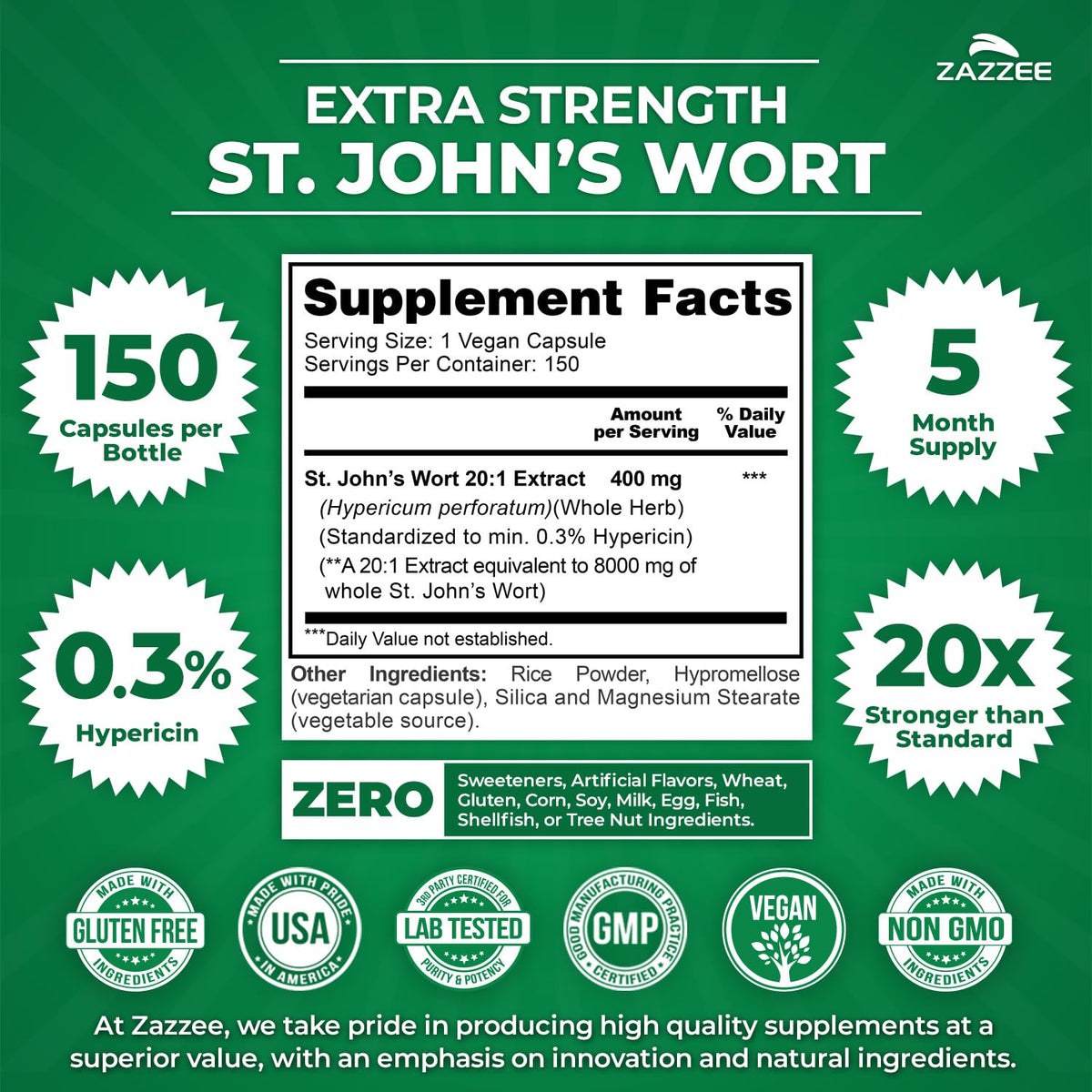 Zazzee St. John's Wort Extract offers 100% authentic vegan capsules, available in India at Curat Cart. Experience trusted quality.