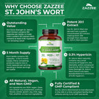 Zazzee St. John's Wort Extract, a premium imported supplement with 0.3% Hypericin, available at Curat Cart for health enthusiasts.